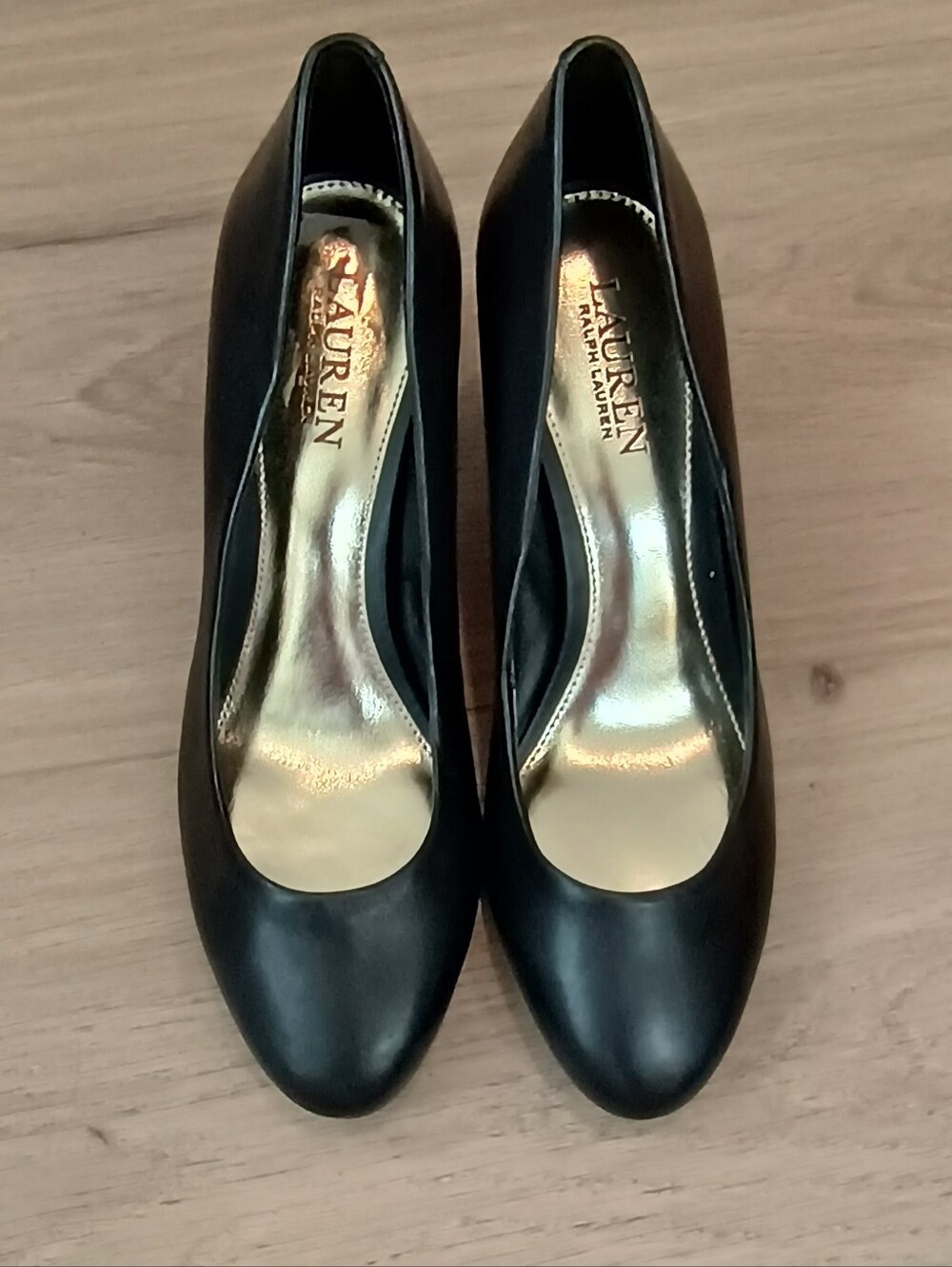 New Hala Lauren Ralph Lauren Black Leather Heels Size 9